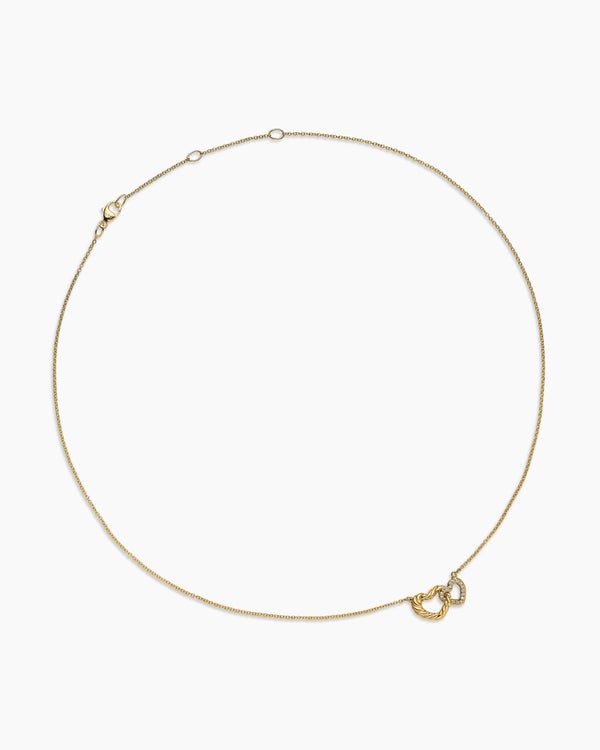 Collier avec cœurs entrecroisés Cable Collectibles® en or jaune 18 carats avec diamants, 20,6 mm