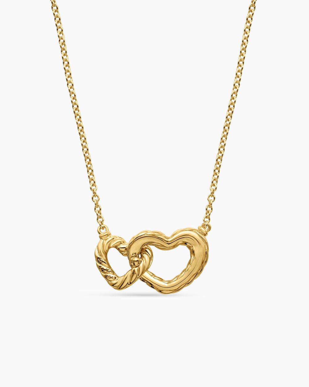 Womens Cable Collectibles® Interlocking Heart Necklace in 18K Yellow Gold with Diamonds, 20.6mm