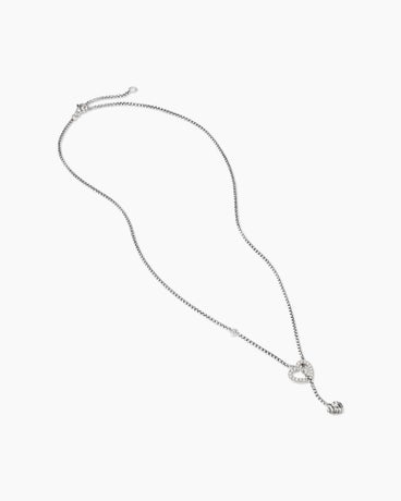 Cable Collectables® Heart Y Necklace in Sterling Silver with Diamonds