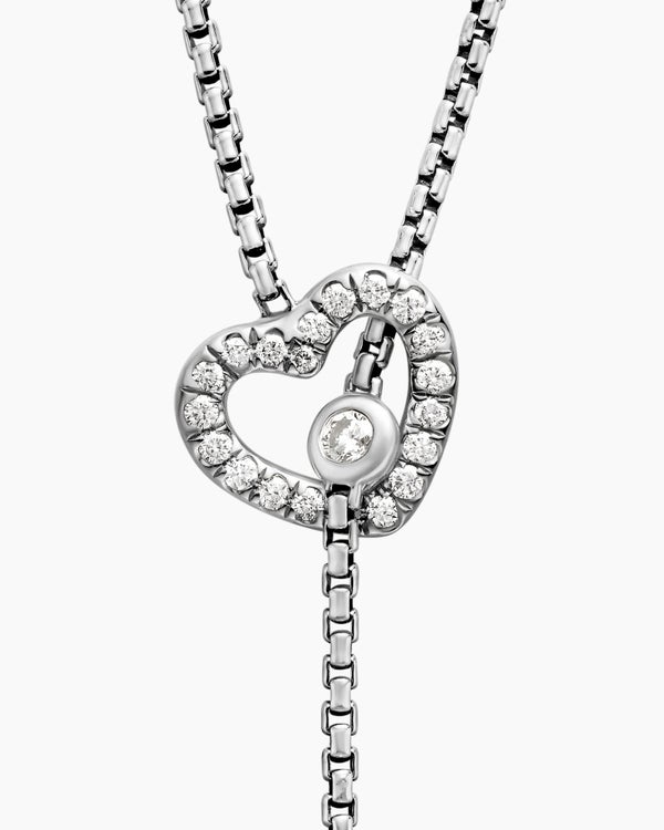 Cable Collectibles® Heart Y Necklace in Sterling Silver with Diamonds