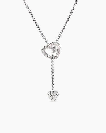 Cable Collectibles® Heart Y Necklace in Sterling Silver with Diamonds