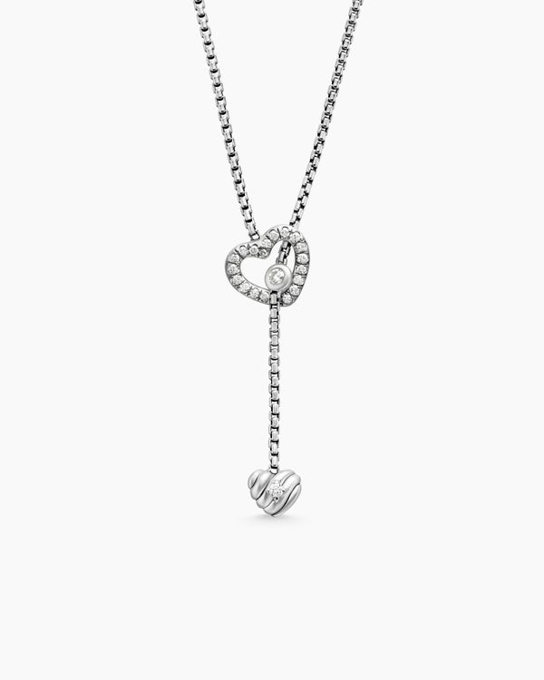 Cable Collectibles® Heart Y Necklace in Sterling Silver with Diamonds