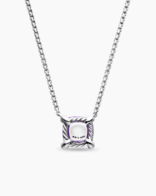 Womens Petite Chatelaine® Pendant Necklace in Sterling Silver with Amethyst and Diamonds, 9mm