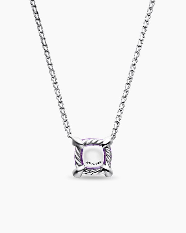 Petite Chatelaine® Pendant Necklace in Sterling Silver with Amethyst and Diamonds, 9mm