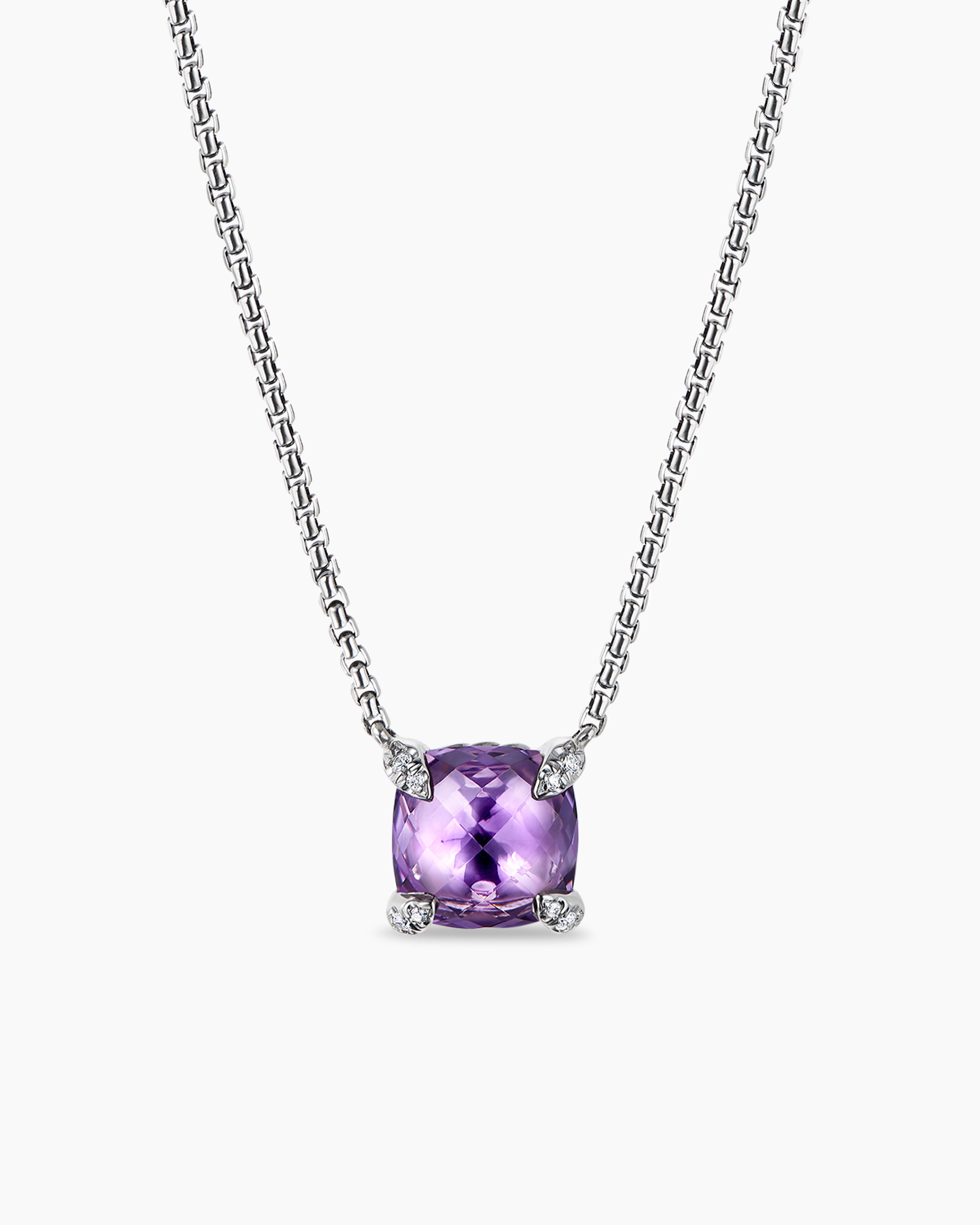 Petite Chatelaine® Pendant Necklace in Sterling Silver with Amethyst and  Diamonds, 9mm | David Yurman