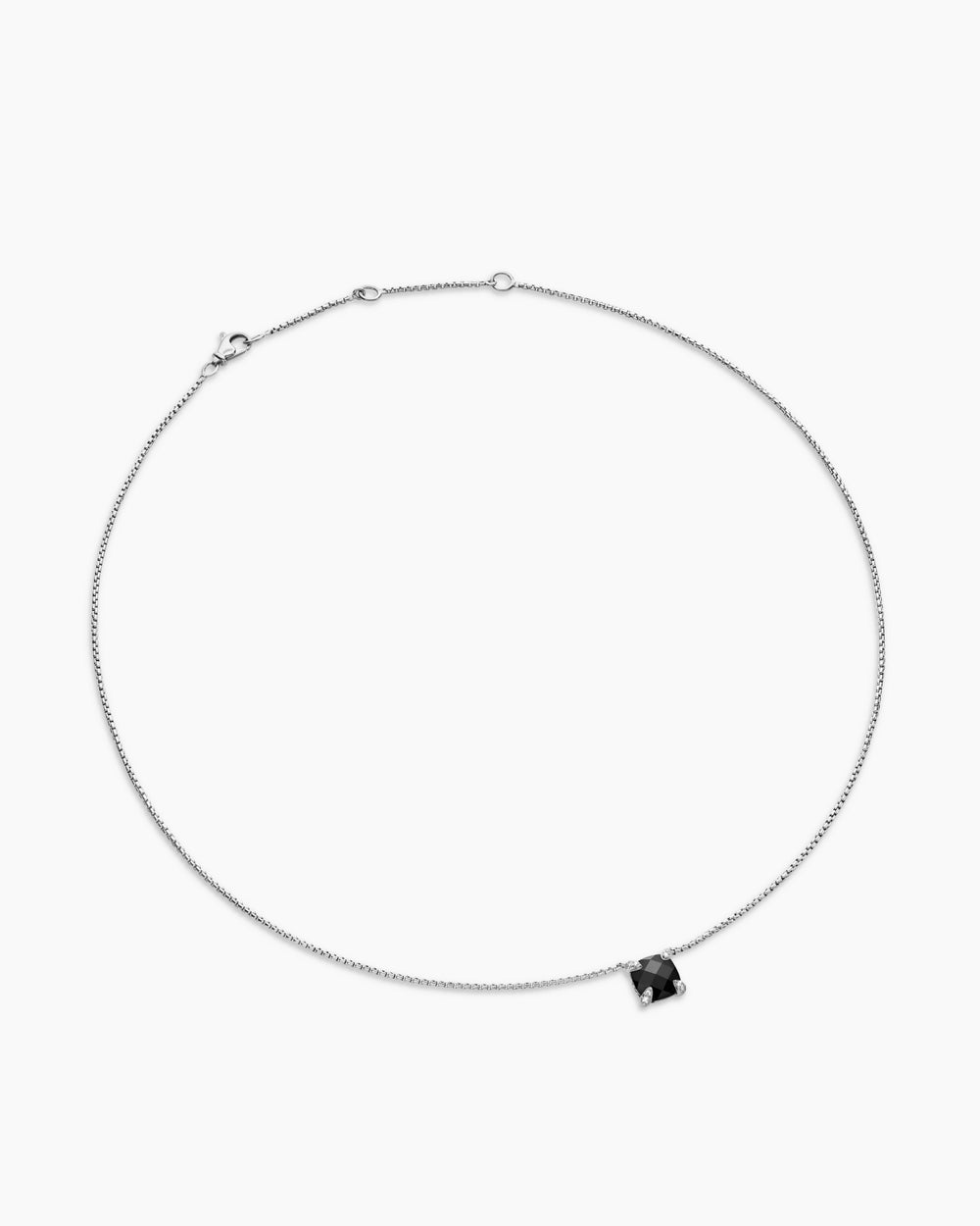 Womens Petite Chatelaine® Pendant Necklace in Sterling Silver with Black Onyx and Diamonds, 9mm