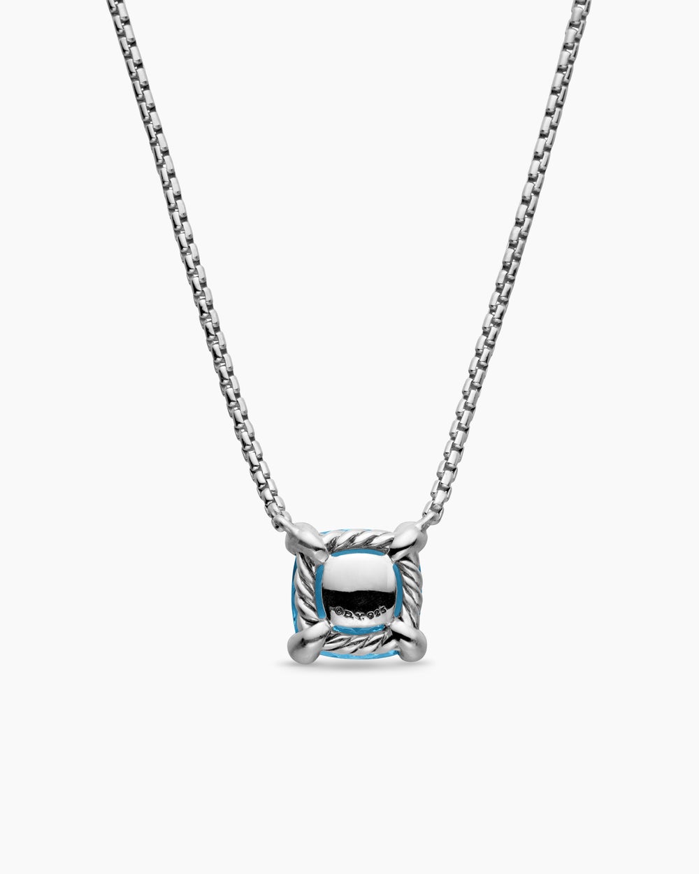 Womens Petite Chatelaine® Pendant Necklace in Sterling Silver with Blue Topaz and Diamonds, 9mm