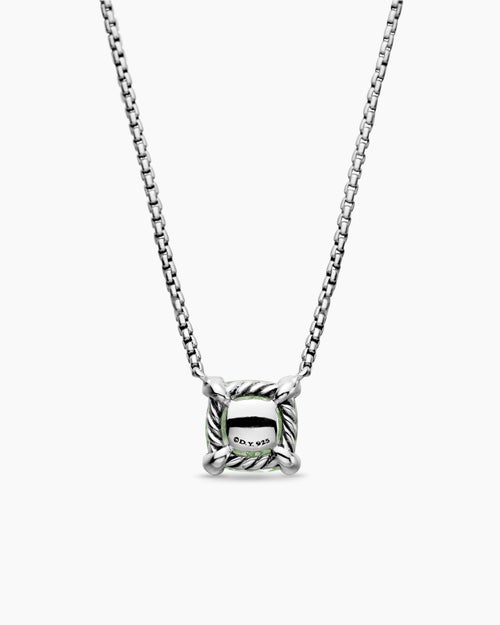 Womens Petite Chatelaine® Pendant Necklace in Sterling Silver with Prasiolite and Diamonds, 9mm
