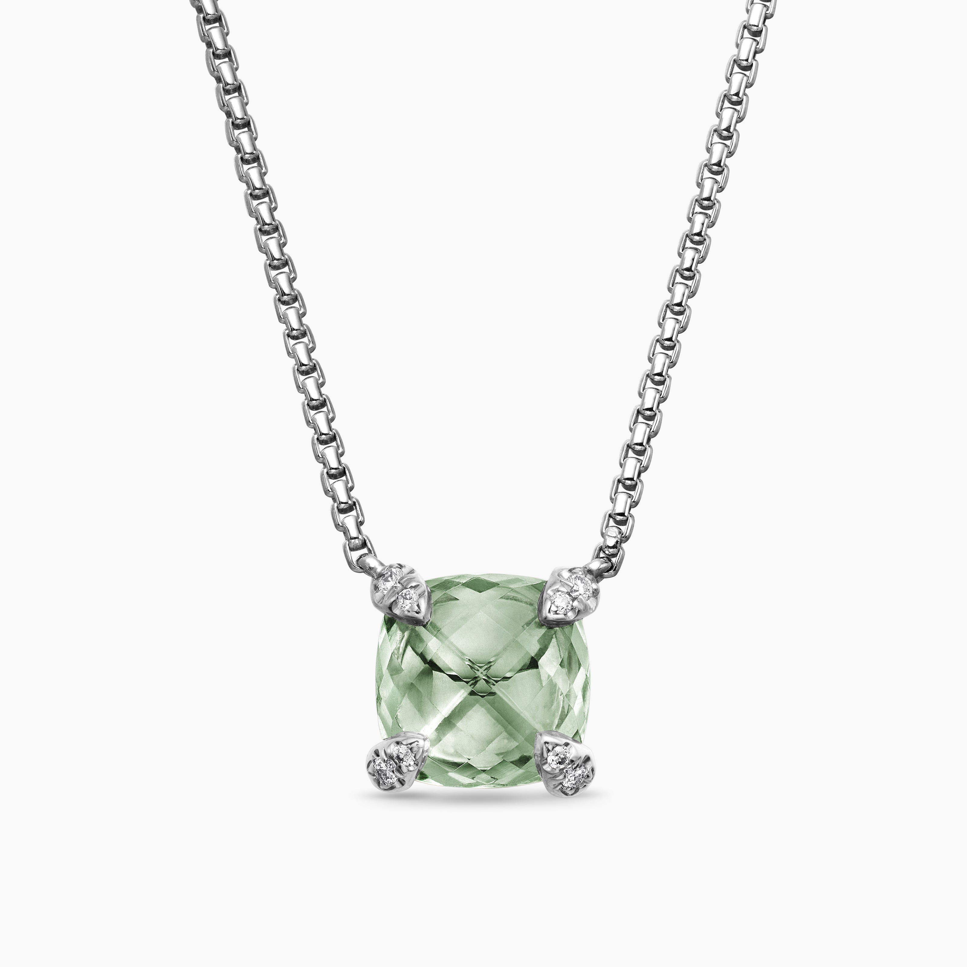 Collier avec pendentif Petite Chatelaine&reg; en argent sterling avec prasiolite et diamants, 9 mm femmes 