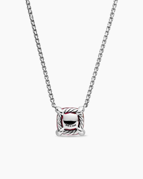 Womens Petite Chatelaine® Pendant Necklace in Sterling Silver with Rhodolite Garnet and Diamonds, 9mm