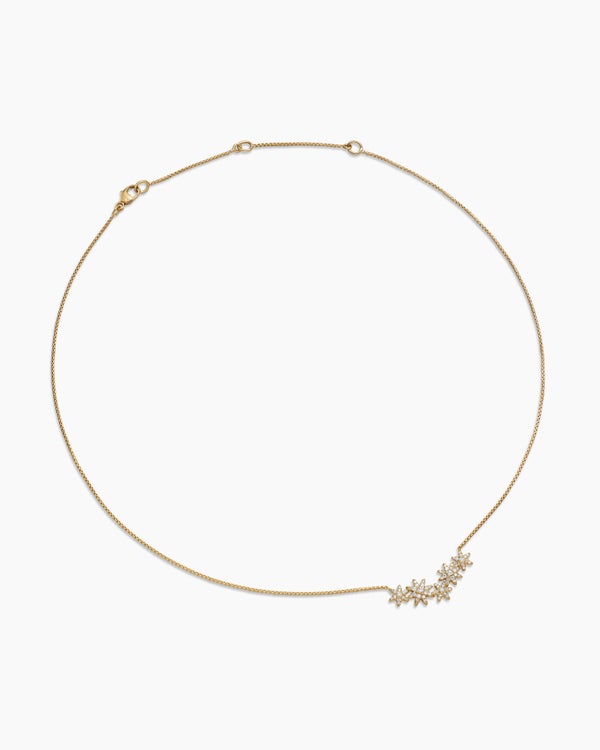 Starburst Cluster Station Necklace in 18K Yellow Gold with Diamonds