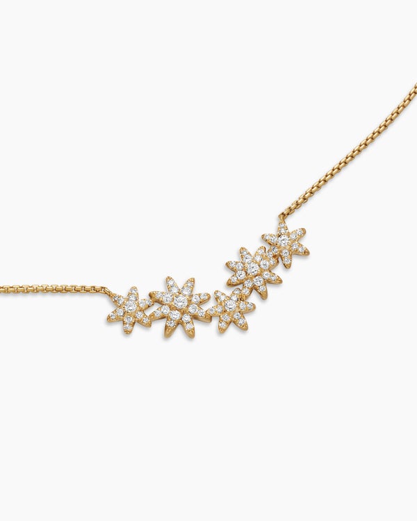 Starburst Cluster Station Necklace in 18K Yellow Gold with Diamonds