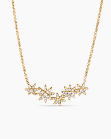 Starburst Cluster Station Necklace in 18K Yellow Gold with Diamonds