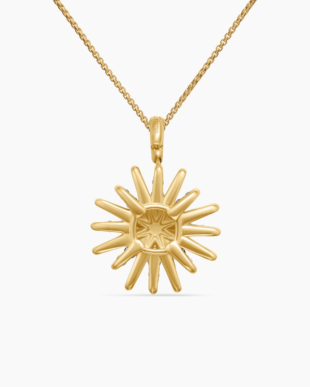 Womens Starburst Pendant Necklace in 18ct Yellow Gold with Diamonds, 20mm