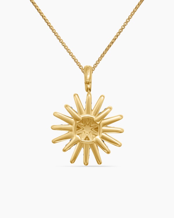 Starburst Pendant Necklace in 18K Yellow Gold with Diamonds, 20mm