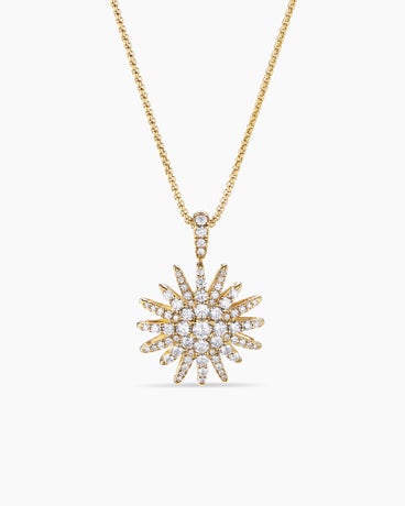 Starburst Pendant Necklace in 18K Yellow Gold with Diamonds, 20mm