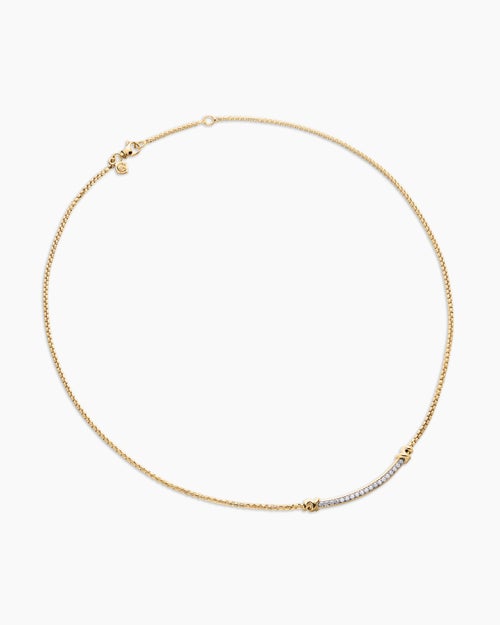 Womens Petite Helena Wrap Station Necklace in 18K Yellow Gold with Diamonds, 29mm