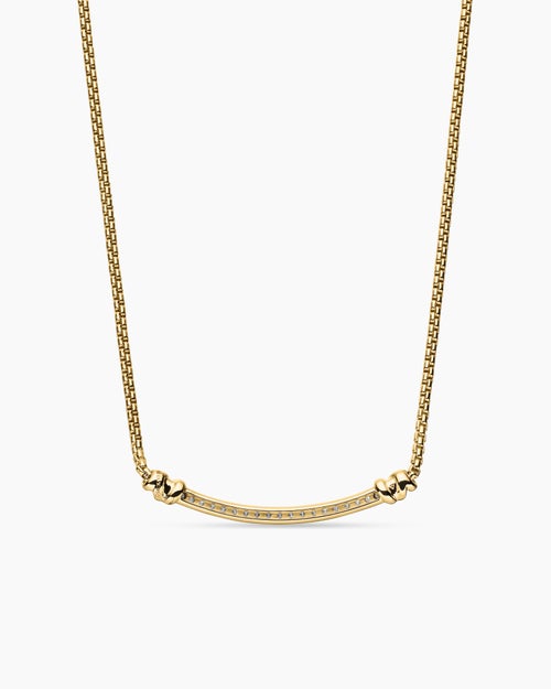 Womens Petite Helena Wrap Station Necklace in 18K Yellow Gold with Diamonds, 29mm