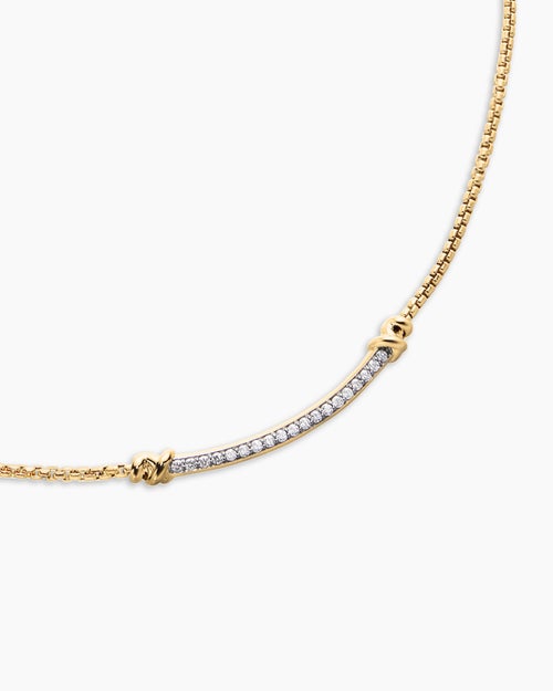 Womens Petite Helena Wrap Station Necklace in 18K Yellow Gold with Diamonds, 29mm