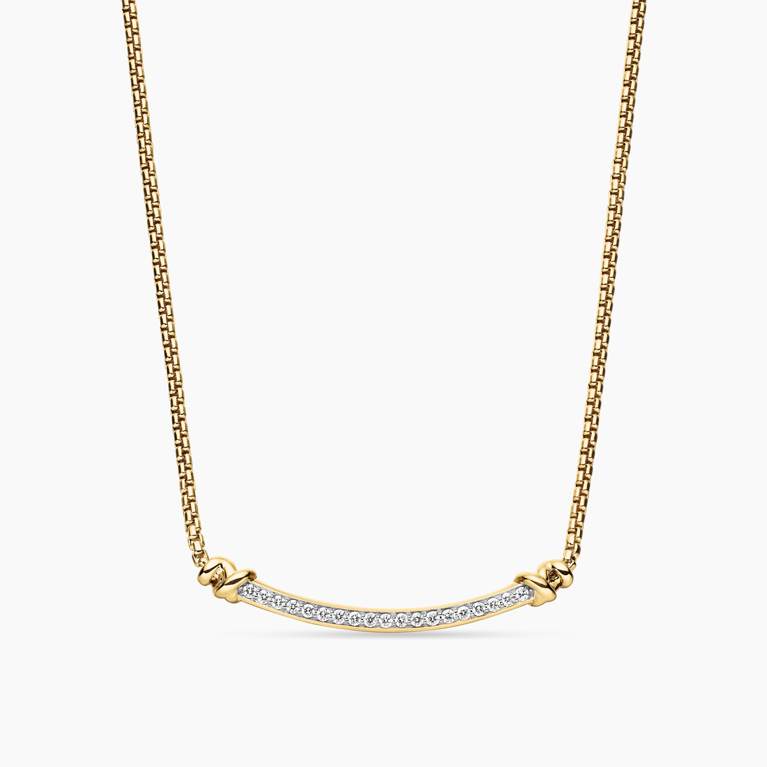 Womens Petite Helena Wrap Station Necklace in 18K Yellow Gold with Diamonds, 29mm