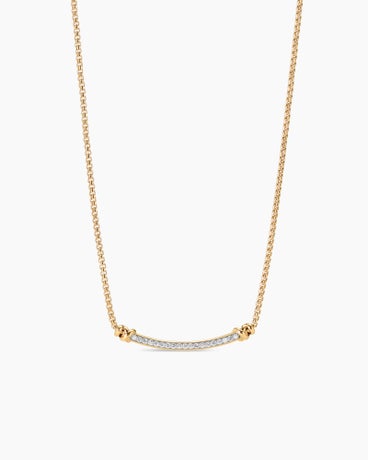Petite Helena Wrap Station Necklace in 18K Yellow Gold with Diamonds, 29mm