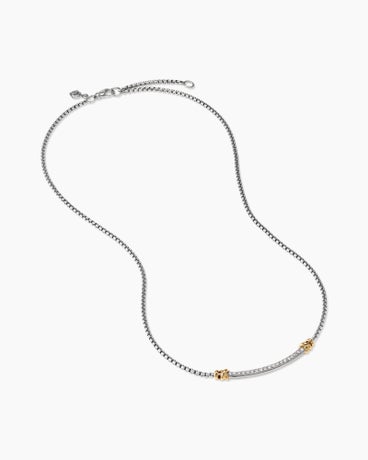 Petite Helena Wrap Station Necklace in Sterling Silver with 18K Yellow Gold and Diamonds, 29mm