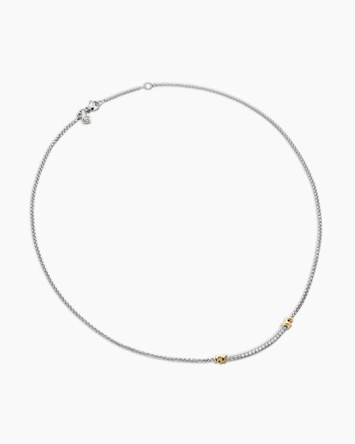 Womens Petite Helena Wrap Station Necklace in Sterling Silver with 18K Yellow Gold and Diamonds, 29mm