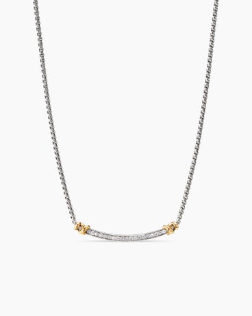 Petite Helena Wrap Station Necklace in Sterling Silver with 18K Yellow Gold and Diamonds, 29mm