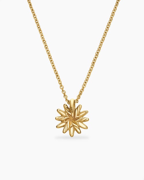 Womens Petite Starburst Pendant Necklace in 18ct Yellow Gold with Diamonds, 10.5mm