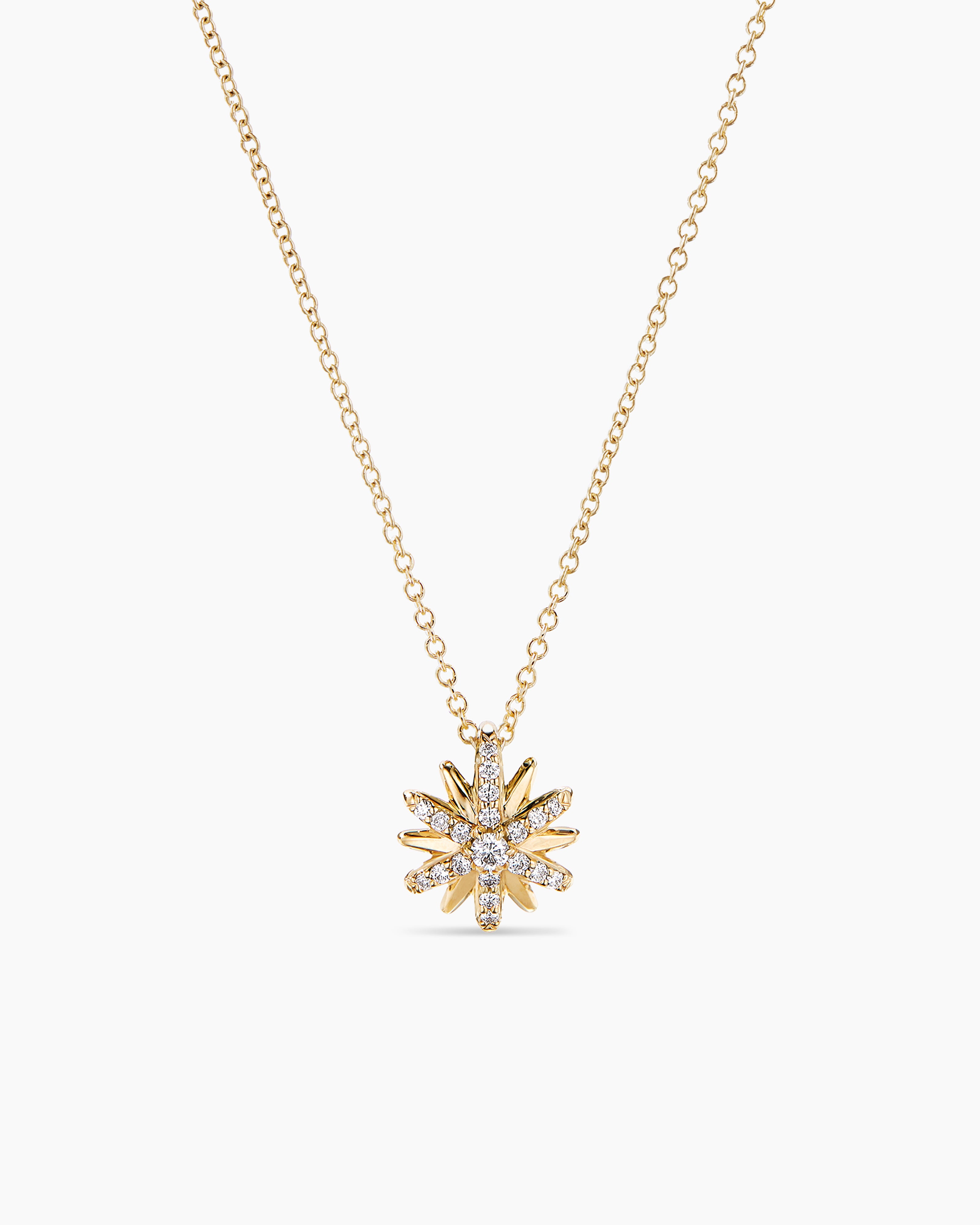 Petite Starburst Pendant Necklace in 18K Yellow Gold with Diamonds, 10.5mm  | David Yurman