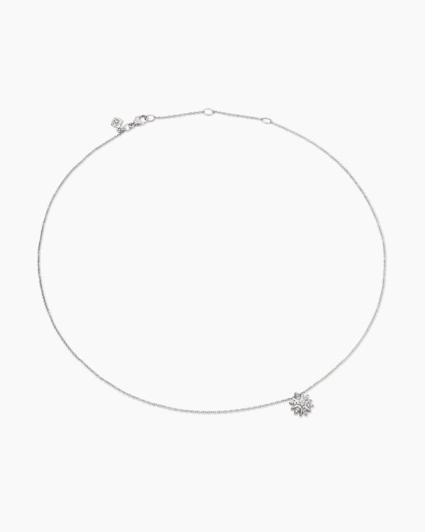 Petite Starburst Pendant Necklace in Sterling Silver with Diamonds, 10.5mm