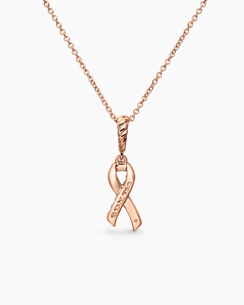 Womens Cable Collectibles® Ribbon Necklace in 18K Rose Gold with Pavé Pink Sapphires, 15.7mm