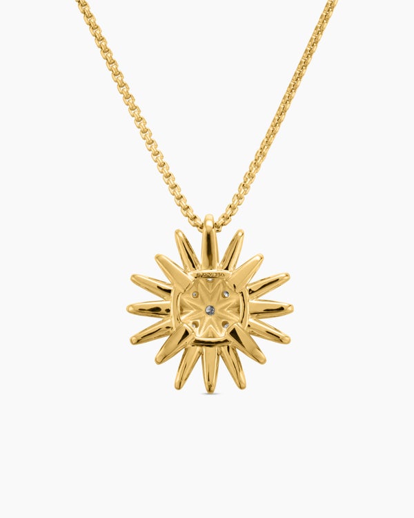 Starburst Pendant Necklace in 18K Yellow Gold with Diamonds, 19mm