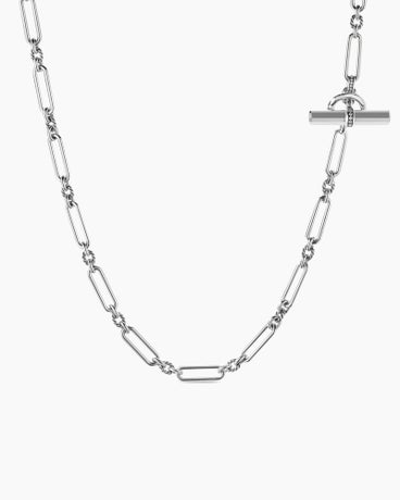 Lexington Y Chain Necklace in Sterling Silver with Diamonds, 6.5mm