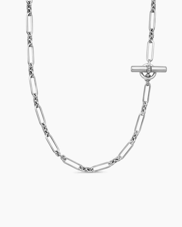 Lexington Y Chain Necklace in Sterling Silver with Diamonds, 6.5mm
