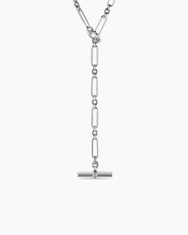 Lexington Y Chain Necklace in Sterling Silver with Diamonds, 6.5mm