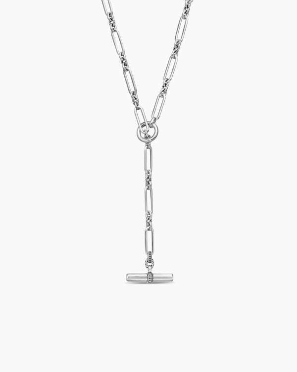 Lexington Y Chain Necklace in Sterling Silver with Diamonds, 6.5mm