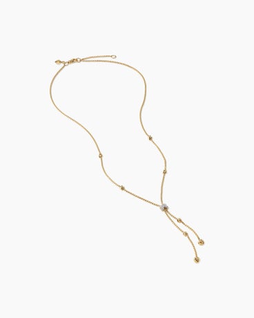 Petite Helena Y Necklace in 18K Yellow Gold with Diamonds