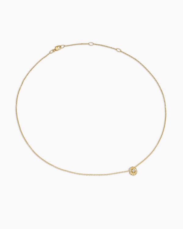 Petite Infinity Pendant Necklace in 18K Yellow Gold with Diamonds, 8mm