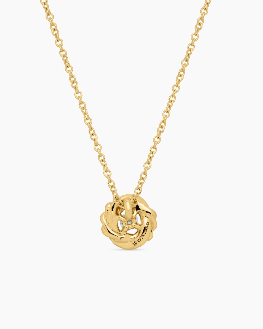 Womens Petite Infinity Pendant Necklace in 18ct Yellow Gold with Diamonds, 8mm