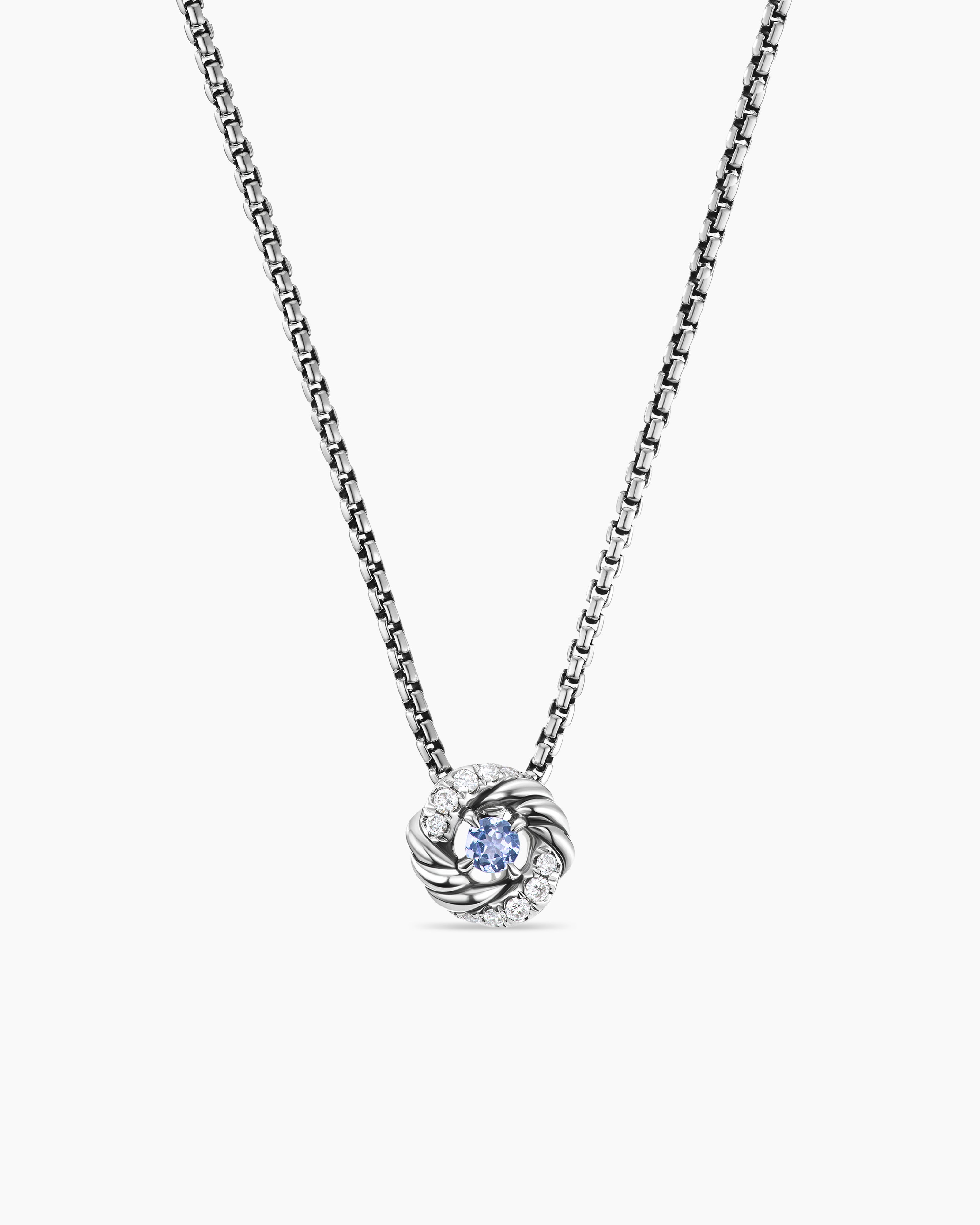 Initial Charm Necklace in Sterling Silver with Diamond A | David