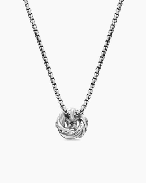 Womens Petite Infinity Pendant Necklace in Sterling Silver with Diamonds, 8mm