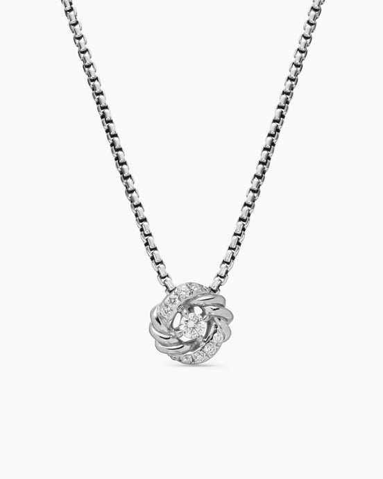 Petite Infinity Pendant Necklace in Sterling Silver with Diamonds, 8mm