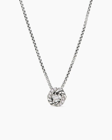 Petite Infinity Pendant Necklace in Sterling Silver with Diamonds, 8mm