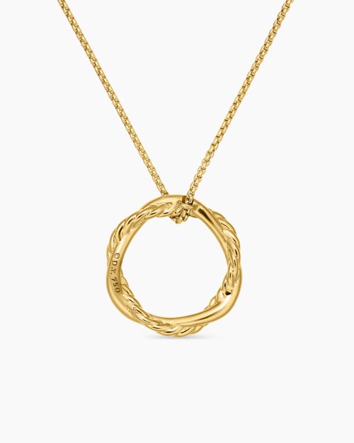 Womens Petite Infinity Pendant Necklace in 18K Yellow Gold with Diamonds, 18mm