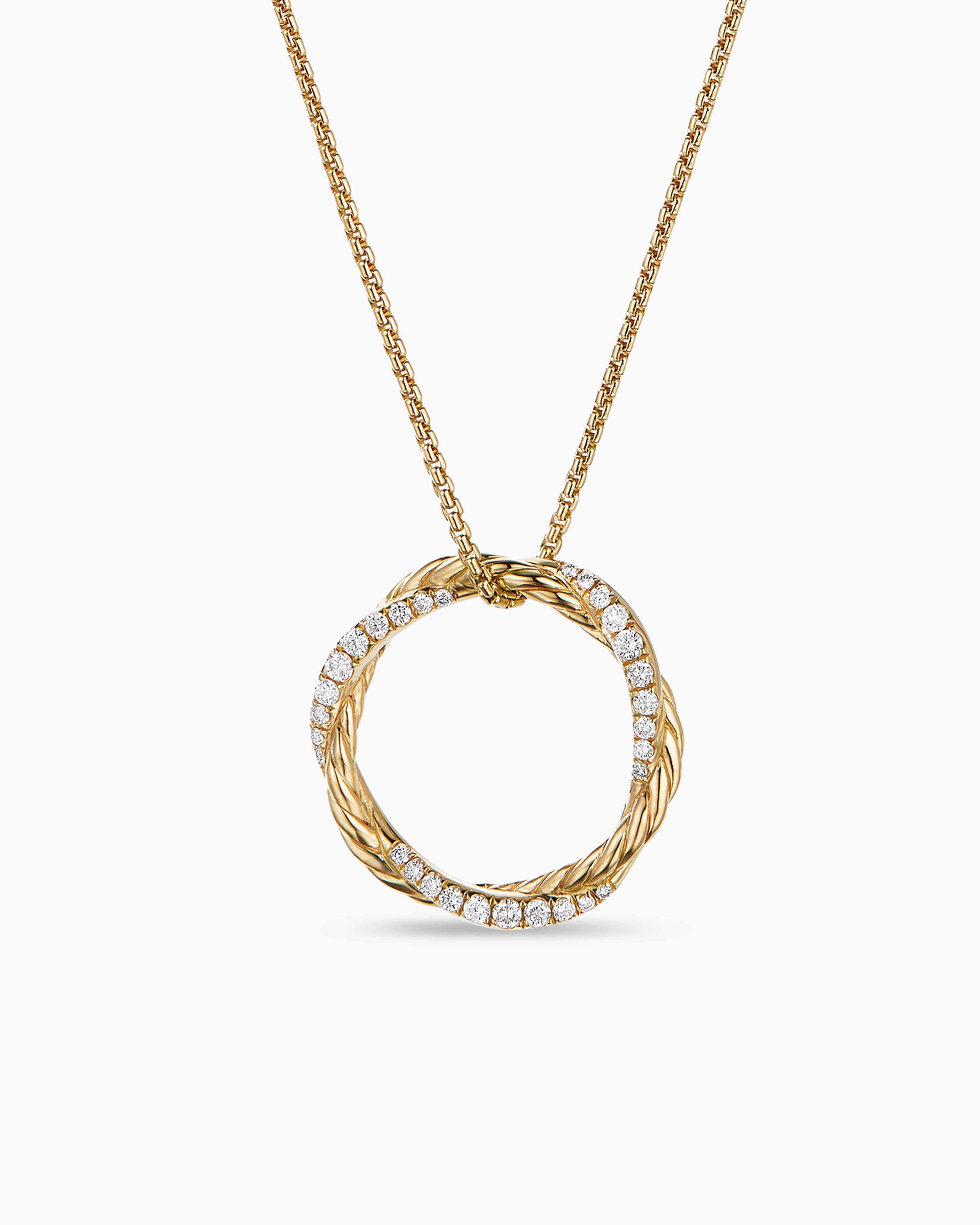 Petite Infinity Pendant Necklace in 18K Yellow Gold with Diamonds, 18mm ...