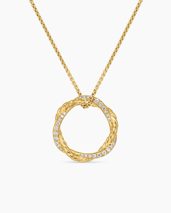 Petite Infinity Pendant Necklace in 18K Yellow Gold with Diamonds, 18mm