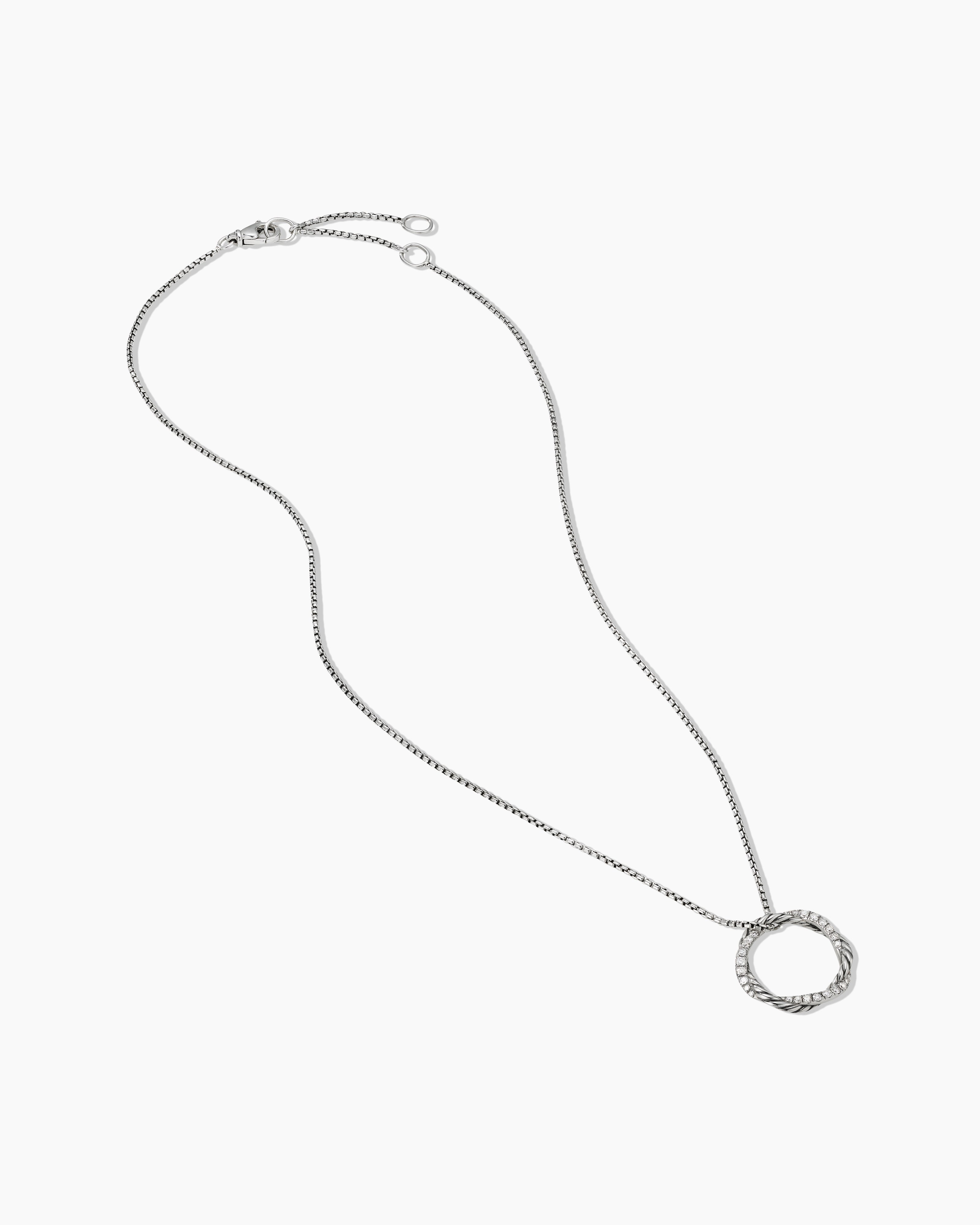 Infinity Pendant Necklace in Sterling Silver with Diamonds, 13mm