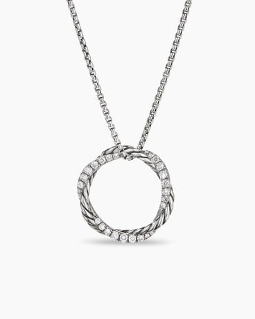 Petite Infinity Pendant Necklace in Sterling Silver with Diamonds, 18mm