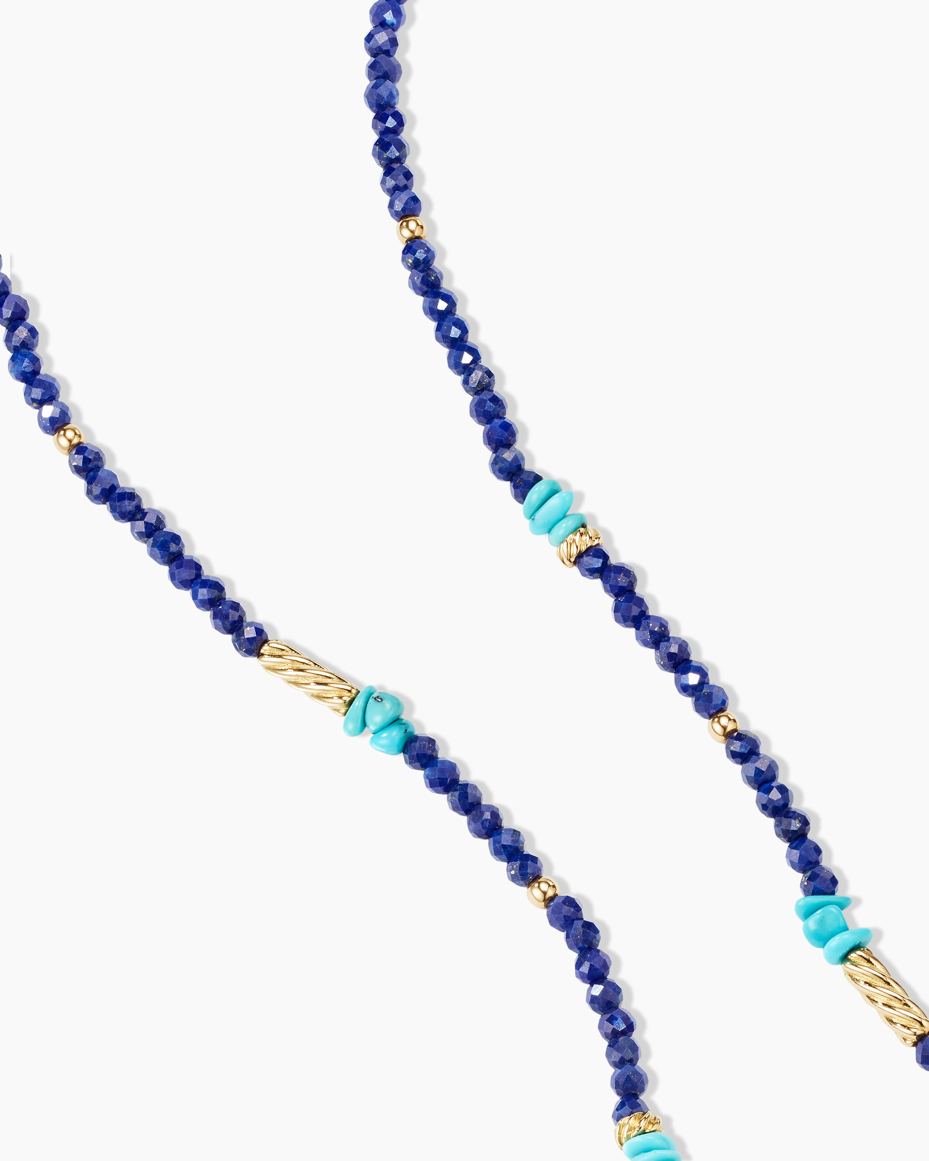 David Yurman Color Bead Necklace in 18K Yellow Gold with Lapis and Turquoise, 4mm Women's Size 20 in